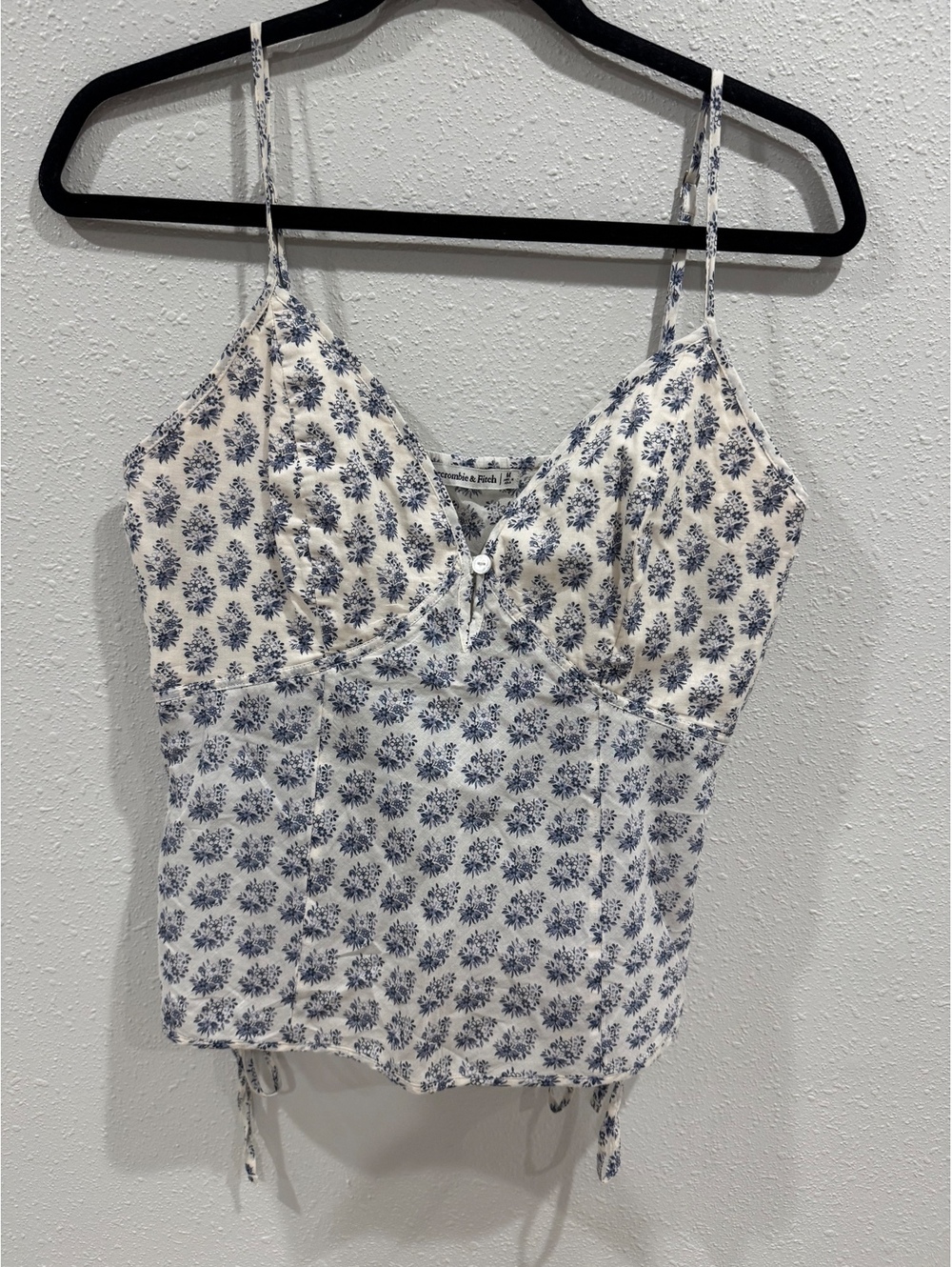 Abercrombie & Fitch Women’s Floral Cami Top Blue Cream Y2K Style Size M